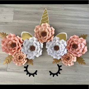 Unicorn Paper Flower Wall Decor